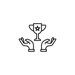 price, trophy, hands icon. Element of teamwork for mobile concept and web apps illustration. Thin line icon for website design and development, app development