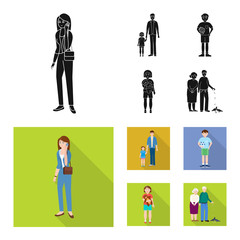 Vector illustration of character and avatar  logo. Collection of character and portrait stock vector illustration.