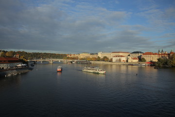 view of the river from the charles bridge in prague