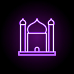 mosque outline icon. Elements of religion in neon style icons. Simple icon for websites, web design, mobile app, info graphics
