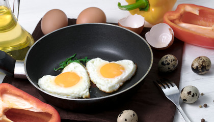 Fried egg in heart shape