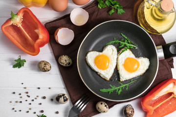 Fried egg in heart shape