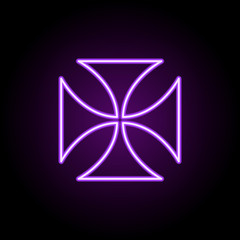 Maltese cross outline icon. Elements of religion in neon style icons. Simple icon for websites, web design, mobile app, info graphics