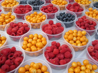mixed berries in bowls