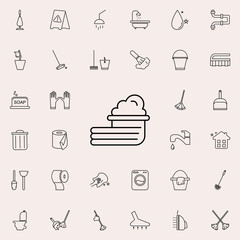 towels and bucket icon. Cleaning icons universal set for web and mobile