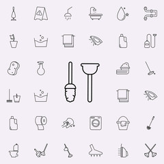 plunger and brush icon. Cleaning icons universal set for web and mobile