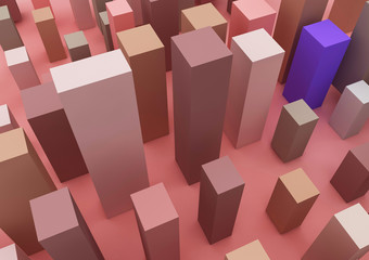 3d platform for wares. Pink, red and violet cubes. Business infographic, top, popular, fashion and design