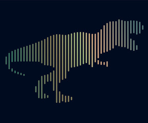 The linear illustration of a dinosaur. Logo