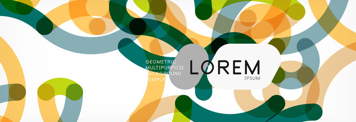 Curly wave lines abstract background design, transparent color lines on gray