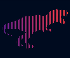 The linear illustration of a dinosaur. Logo