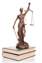 Statue of justice isolated on the white background.