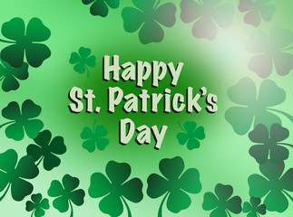St patricks day greeting celebration with  happy St. Patrick’s day text and shamrock flowers illustration