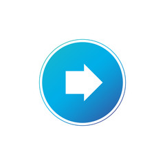 white right rounded arrow with in blue circle icon. Isolated on white. Continue icon. Next sign. East arrow. Vector illustration isolated on white