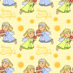 Easter. Holiday colorful background. Vector seamless pattern.
