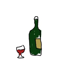 ワイングラスとボトルのイラスト