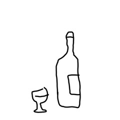 ワイングラスとボトル