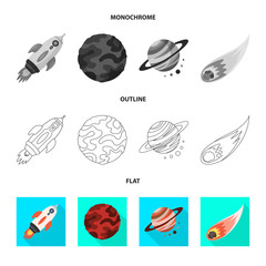 Vector illustration of astronomy and technology  logo. Collection of astronomy and sky vector icon for stock.