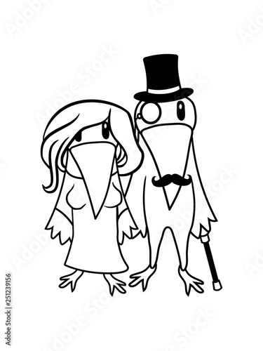Team Ehepaar Liebe 2 Freunde Verliebt Frau Mann Sir Herr Gentlemen Zylinder Hut Monokel Brille Reich Opa Senior Rabe Krahe Vogel Kuken Vogelchen Comic Cartoon Suss Niedlich Clipart Design Cool Gemalt Wall