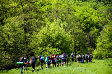 Obraz premium group of hikers