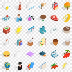 Cold autumn icons set. Isometric style of 36 cold autumn vector icons for web for any design