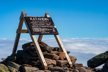 Mountain Summit Sign, Appalachian Trail Northern Terminus, Wooden Sign