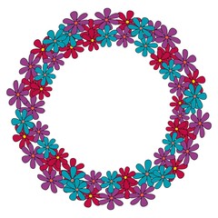 Vector illustration of a spring wreath of plants