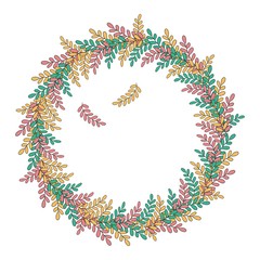 Vector illustration of a spring wreath of plants