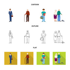 Vector illustration of character and avatar  symbol. Set of character and portrait vector icon for stock.