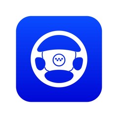 Naklejka premium Steering wheel of taxi icon digital blue for any design isolated on white vector illustration