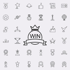 winner's ribbon with crown icon. Succes and awards icons universal set for web and mobile