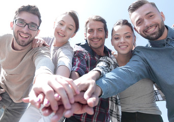 College Students Teamwork Stacking Hand Concept