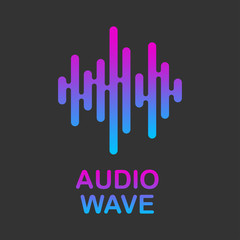 Pulse music logo. Audio streaming service. Audio colorful wave logo. Vector equalizer element. EPS 10