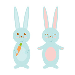 Happy Easter Bunnies Vector illustration. Cute Rabbits cartoon character vector