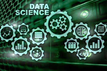 Data Science Artificial Intelligence Concept. Futuristic Supercomputer background.