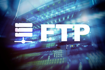 FTP - File transfer protocol. Internet and communication technology concept