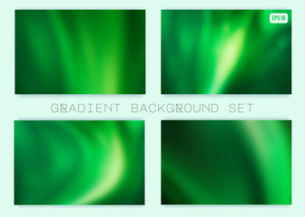 Abstract green vector gradient backgrounds set. Modern ecology concept design for mobile apps, screens, banners, posters