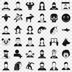 Obraz premium Avatar icons set. Simple style of 36 avatar vector icons for web for any design