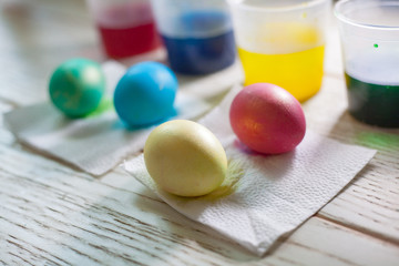 Easter eggs after painting for Easter.