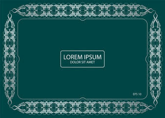 Square frame with octogonal elements. Vector illustration islolated on a dark background.