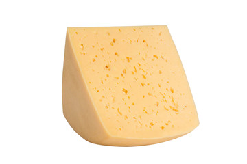 Big piece of cheese isolated on white background