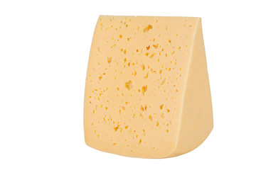 Big piece of cheese isolated on white background
