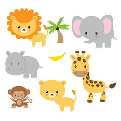 Jungle animals vector illustration clip art