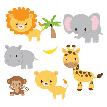 Jungle animals vector illustration clip art