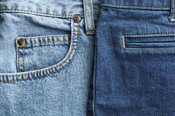 Fototapeta premium Closeup view of jeans pocket as background, space for text