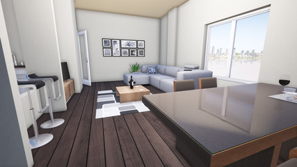 3d render interior of a modern living room