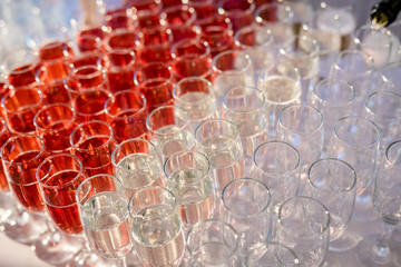 Champagne is poured in glasses