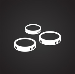 Coin icons set on black background for graphic and web design, Modern simple vector sign. Internet concept. Trendy symbol for website design web button or mobile app