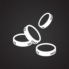 Coin icons set on black background for graphic and web design, Modern simple vector sign. Internet concept. Trendy symbol for website design web button or mobile app