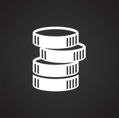 Coin icons set on black background for graphic and web design, Modern simple vector sign. Internet concept. Trendy symbol for website design web button or mobile app