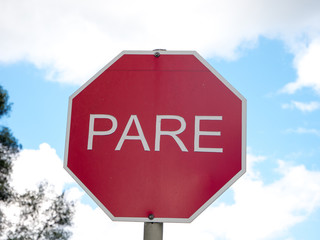 Spanish Stop sign. 